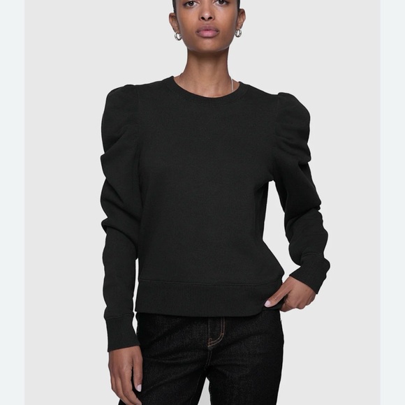 Rebecca Minkoff Tops Janine Puff Sleeve Black Sweatshirt - Picture 2 of 6
